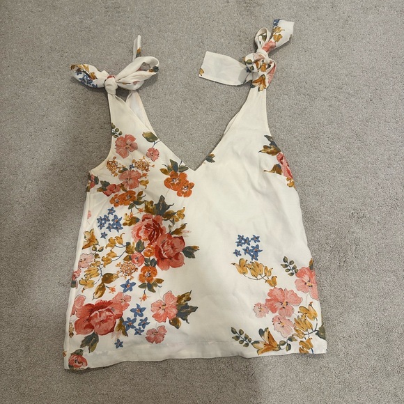 Sezane Tops - Sezane Floral Tie Front Sleeveless Tank Top